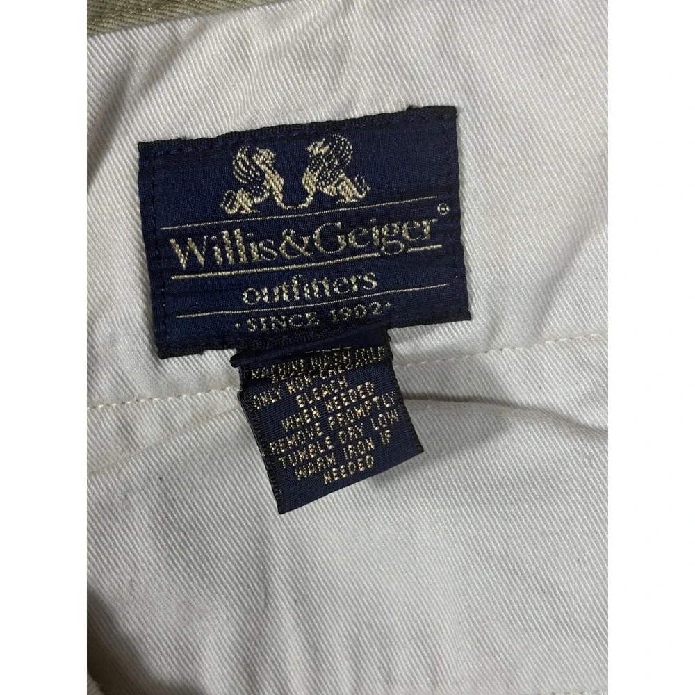 Willis & Geiger Outfitters Mens 36x34 Khaki Cotton Pleated Cargo Pants Safari